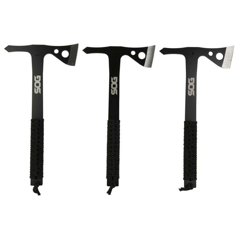 Throwing Hawks, Axe, 1.75" Straight Edge, Black Glass Reinforced Nylon Handle, 3Cr13MoV Steel, HardCase Finish, Black, Inlcudes Nylon Sheath, 3 Pack SOG-TH1001-CP