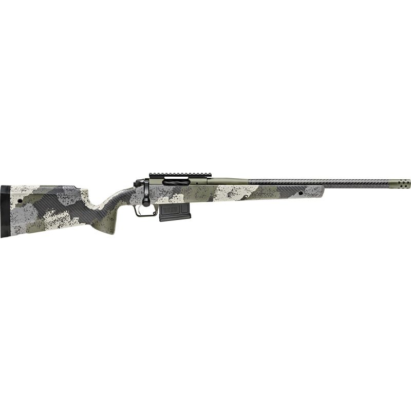 Model 2020 Waypoint, Bolt Action, 308 Winchester, 20" Carbon Fiber Barrel, SA Radial Brake, Green Color, Mil-Spec Green Cerakote, Evergreen Camo Carbon Fiber Stock with M-LOK, TriggerTech Adjustable Trigger, 5Rd, 1 AICS Short Action Magazine BAW920308CFG