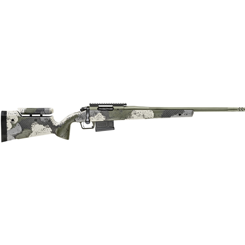 Model 2020 Waypoint, Bolt Action, 308 Winchester, 20" Fluted Stainless Barrel, SA Radial Brake, Green Color, Mil-Spec Green Cerakote, Evergreen Camo Adjustable Carbon Fiber Stock with M-LOK, TriggerTech Adjustable Trigger, 5Rd, 1 AICS Short Action Magazi