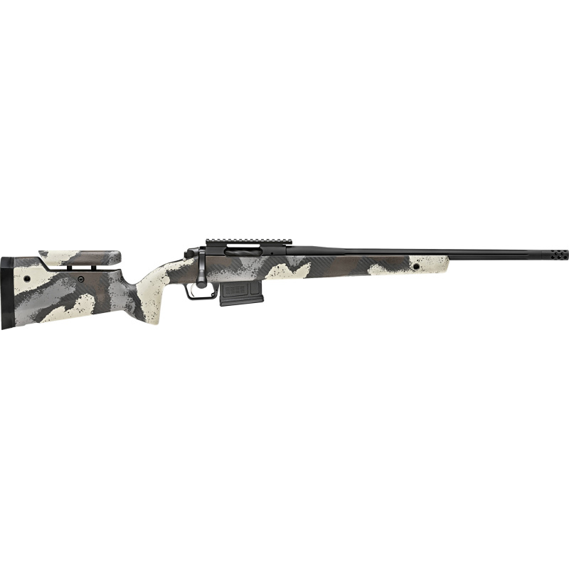 Model 2020 Waypoint, Bolt Action, 6MM Creedmoor, 20" Fluted Stainless Barrel, SA Radial Brake, Tan Color, Desert Verde Cerakote, Ridgeline Camo Adjustable Carbon Fiber Stock with M-LOK, TriggerTech Adjustable Trigger, 5Rd, 1 AICS Short Action Magazine BA
