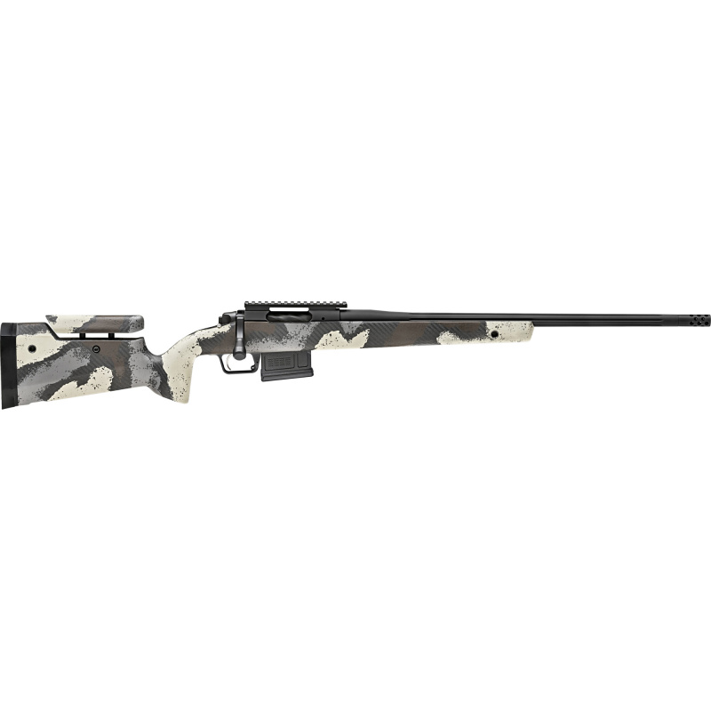 Model 2020 Waypoint, Bolt Action, 6.5MM Creedmoor, 22" Fluted Stainless Barrel, SA Radial Brake, Tan Color, Desert Verde Cerakote, Ridgeline Camo Adjustable Carbon Fiber Stock with M-LOK, TriggerTech Adjustable Trigger, 5Rd, 1 AICS Short Action Magazine