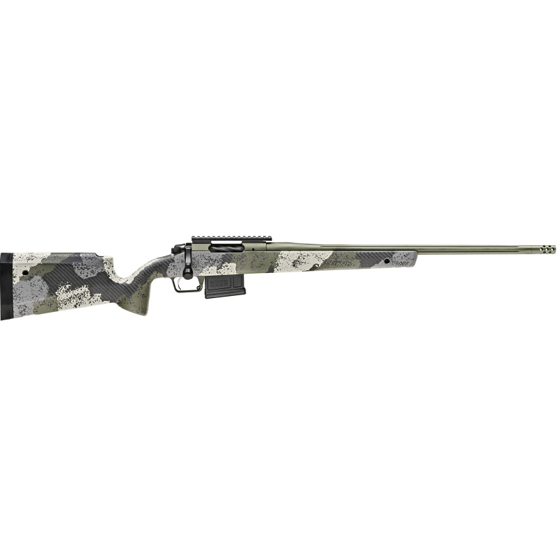 Model 2020 Waypoint, Bolt Action, 6.5MM Creedmoor, 22" Fluted Stainless Barrel, SA Radial Brake, Green Color, Mil-Spec Green Cerakote, Evergreen Camo Carbon Fiber Stock with M-LOK, TriggerTech Adjustable Trigger, 5Rd, 1 AICS Short Action Magazine BAW9226