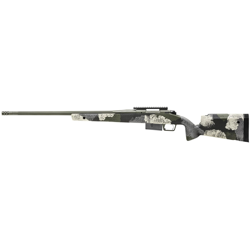 Model 2020 Waypoint, Bolt Action Rifle, 7MM PRC, 24" Fluted Steel Barrel, 1:8 Twist, SA Radial Brake, Cerakote Finish, Mil-Spec Green, Evergreen Camo Carbon Fiber Stock with M-LOK, TriggerTech Adjustable Trigger, 3 Rounds, 1 AICS Long Action Magazine BAW