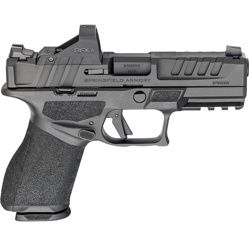 Echelon 4.0C, Semi-automatic, Striker Fired, Polymer Framed Pistol, Comp Size, 9MM, 4" Barrel, Melonite Finish, Black, Optics Ready Slide, Front Tritium Night Sight, Tactical Rack U-Dot Rear, Viridian Green Dot, 15 Rounds, 4 Magazines, Includes Range Bag