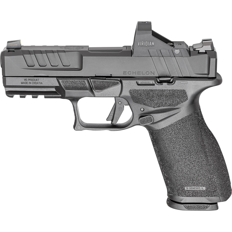 Echelon 4.0 FC, Semi-automatic, Striker Fired, Polymer Framed Pistol, Full Size, 9MM, 4" Barrel, Melonite Finish, Black, Optics Ready Slide, Front Tritium Night Sight, Tactical Rack U-Dot Rear, Viridian RFX11, 15 Rounds, 4 Magazines EC9409BFC-15-PAC