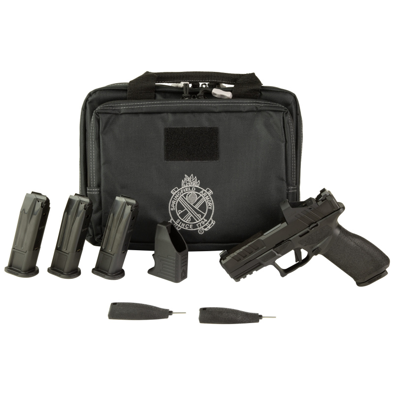 Echelon 4.0 FC, Semi-automatic, Striker Fired, Polymer Framed Pistol, Full Size, 9MM, 4" Barrel, Melonite Finish, Black, Optics Ready Slide, Front Tritium Night Sight, Tactical Rack U-Dot Rear, Viridian RFX11, 10 Rounds, 4 Magazines, California Compliant