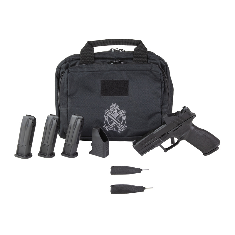 Echelon 4.0 FC, Semi-automatic, Striker Fired, Polymer Framed Pistol, Full Size, 9MM, 4" Barrel, Melonite Finish, Black, Optics Ready Slide, Front Tritium Night Sight, Tactical Rack U-Dot Rear, Viridian RFX11, 10 Rounds, 4 Magazines EC9409BFCLC-PAC