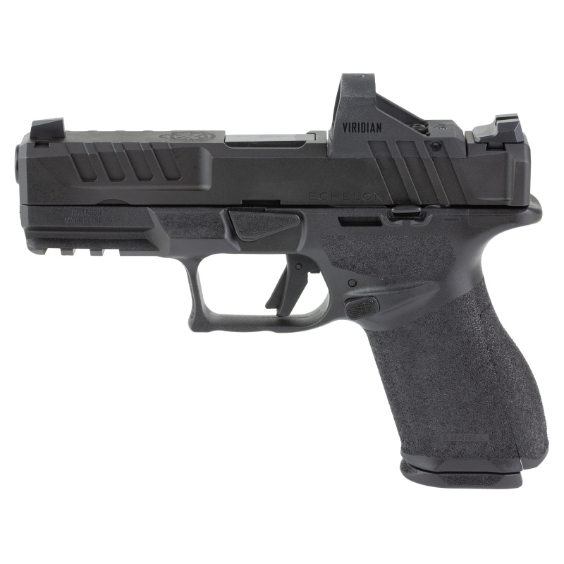 Echelon 4.0C, Semi-automatic, Striker Fired, Polymer Framed Pistol, Comp Size, 9MM, 4" Barrel, Melonite Finish, Black, Optics Ready Slide, Front Tritium Night Sight, Tactical Rack U-Dot Rear, Viridian Green Dot, 10 Rounds, 4 Magazines, Includes Range Bag