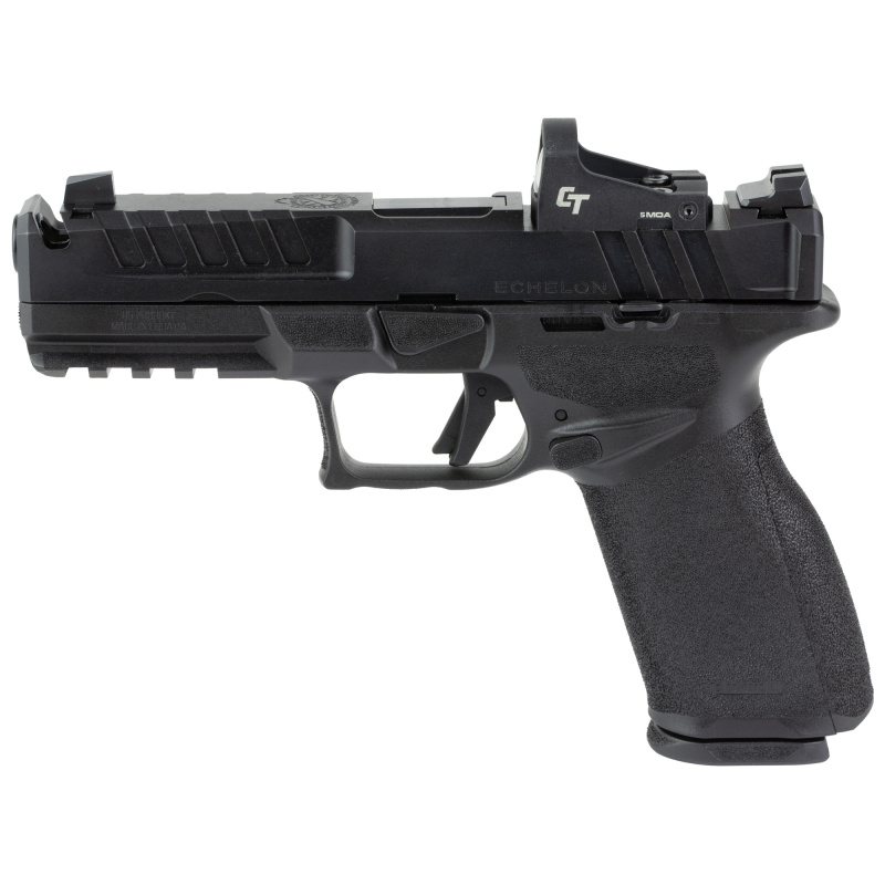 Echelon, Semi-automatic, Striker Fired, Polymer Framed Pistol, Full Size, 9MM, 4.5" Barrel with Integral Compensator, Melonite Finish, Black, Crimson Trace CT-1500, Optics Ready Slide, White Dot Front Sight, Tactical Rack U-Dot Rear Sight, 5 Magazines, (