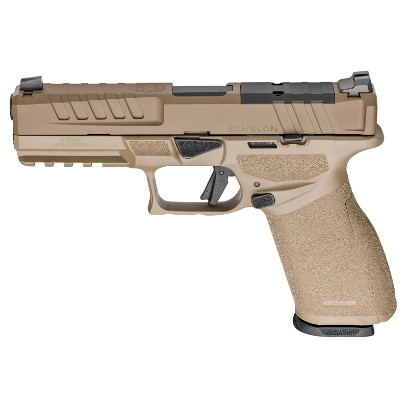 Echelon 4.5F, Semi-automatic, Striker Fired, Polymer Framed Pistol, Full Size, 9MM, 4.5" Barrel, Cerakote Finish, Flat Dark Earth, Optics Ready Slide, Front Tritium Night Sight, Tactical U-Dot Rear, 15 Rounds, 2 Magazines EC9459F-U-15