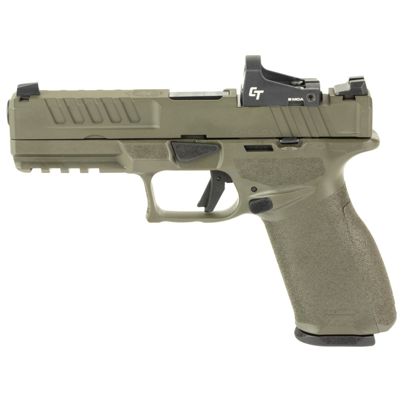 Echelon, Semi-automatic, Striker Fired, Full Size, 9MM, 4.5" Barrel, Melonite Finish, Olive Drab Green, Crimson Trace CT-1500, Optics Ready Slide, Front Tritium Night Sight, Tactical Rack U-Dot Rear, 15 Rounds, 5 Magazines, Includes Range Bag EC9459G-U-1