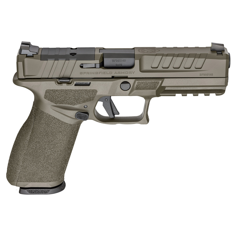 Echelon 4.5F, Semi-automatic, Striker Fired, Polymer Framed Pistol, Full Size, 9MM, 4.5" Barrel, Cerakote Finish, Olive Drab Green, Optics Ready Slide, Front Tritium Night Sight, Tactical U-Dot Rear, 15 Rounds, 2 Magazines EC9459G-U-15