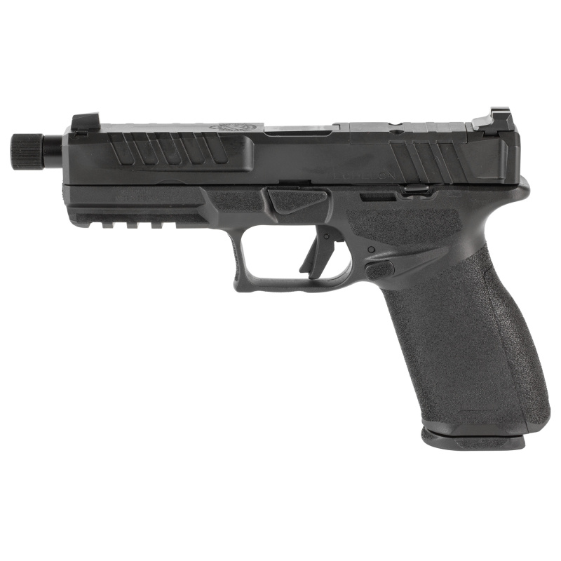 Echelon, Semi-automatic, Striker Fired, Polymer Framed Pistol, Full Size, 9MM, 5.28" Threaded Barrel, 1/2X28 Thread Pitch, Melonite Finish, Black, Optics Ready Slide, Tritium 3 Dot Night Sights, 5 Magazines, (4)-17 Round and (1)-20 Round, Includes Range