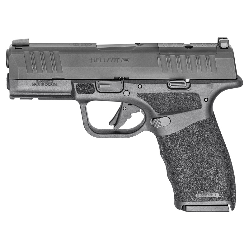 Hellcat Pro, Striker Fired, Semi-automatic, Polymer Frame Pistol, 9MM, 3.7" Hammer Forged Barrel, Melonite Finish, Black Polymer Frame, Crimson Trace CT-1500 Red Dot Sight, Textured Grip, White Dot Front Sight, Tactical Rack Rear Sight, 5 Magazines, (2)-
