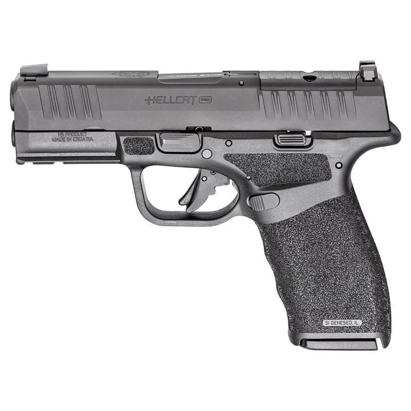 Hellcat Pro, CA Compliant, Semi-automatic, Striker Fired, 9MM, 3.7", Black, 10 Rounds, 2 Mags, Hammer Forged, Optics Ready, NS Front Only, Polymer, Melonite HCP9379BOSPCA