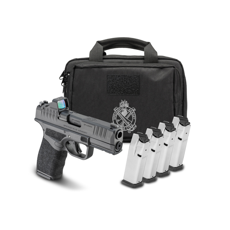 Hellcat Pro, Semi-automatic, Striker Fired, Polymer Frame Pistol, Compact, 9MM, 3.7" Barrel, Cerakote Finish, Desert Flat Dark Earth, Textured Grip, Tritium Front Sight, Tactical Rack Rear Sight, 15 Rounds, 4 Magazines, Range Bag, Viridian RFX11 3 MOA Gr