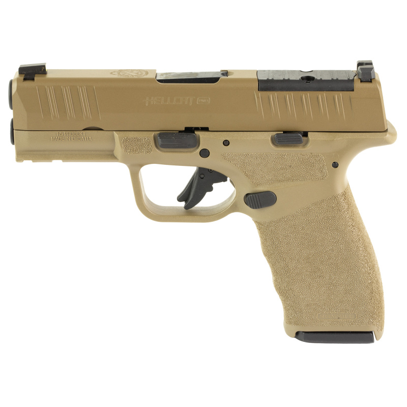 Hellcat Pro, Striker Fired, Semi-automatic, Polymer Frame Pistol, 9MM, 3.7" Hammer Forged Barrel, Cerakote Finish, Flat Dark Earth, Viridian RFX-11 Green Dot Sight, Textured Grip, Tritium Front Sight, Tactical Rack Rear Sight, 15 Rounds, 5 Magazines, Inc