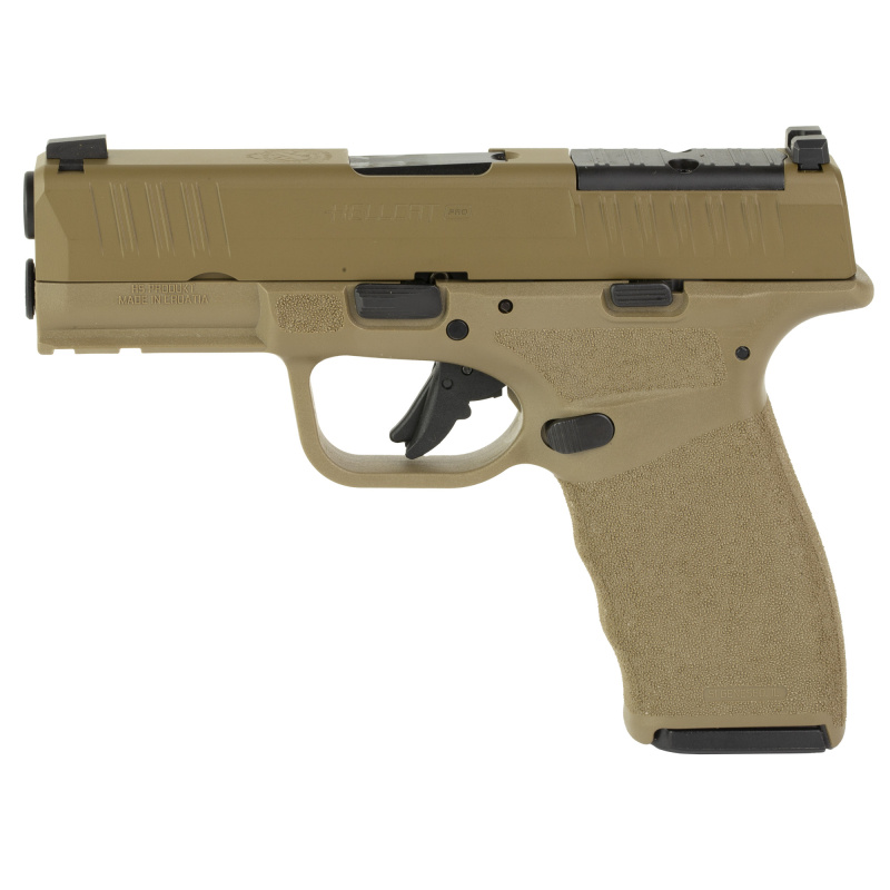 Hellcat Pro, Striker Fired, Semi-automatic, Polymer Frame Pistol, 9MM, 3.7" Hammer Forged Barrel, Cerakote Finish, Flat Dark Earth, Textured Grip, Tritium Front Sight, Tactical Rack Rear Sight, 15 Rounds, 2 Magazines, Includes Crimson Trace CT-1500 Red D