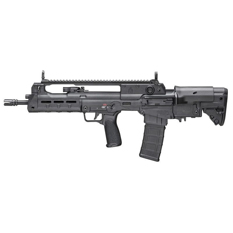 Hellion, Semi-automatic Rifle, Bullpup, 223 Remington/556NATO, 18" Hammer Forged Barrel, 1:7 Twist, 4 Prong Flash Hider, Matte Finish, Black, BCM MOD 3 Grip, 5-Position Adjustable Stock with Cheek Riser, Front/Rear Flip Sights, 2-Position Short Stroke Ga