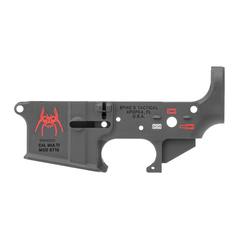 STLS019 Spider, Stripped Lower, Semi-automatic, 223 Rem/556NATO, Black Finish, Color Filled STLS019-CE