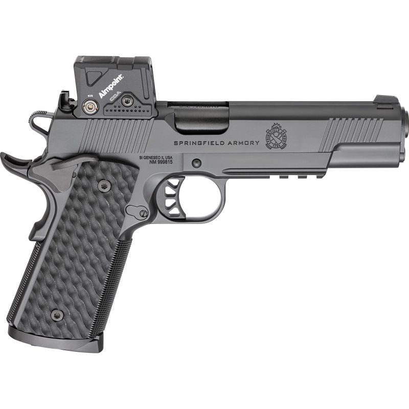 Tactical Response Pistol, 1911, Semi-automatic, Full Size, Metal Frame Pistol, 45 ACP, 5" Match Grade Barrel, Cerakote Finish, Black, Hydra VZ Grips, Tactical Rack 3-Dot Tritium Night Sights, Includes Aimpoint COA 3.25 MOA Red Dot, 8 Rounds, 3 Magazines