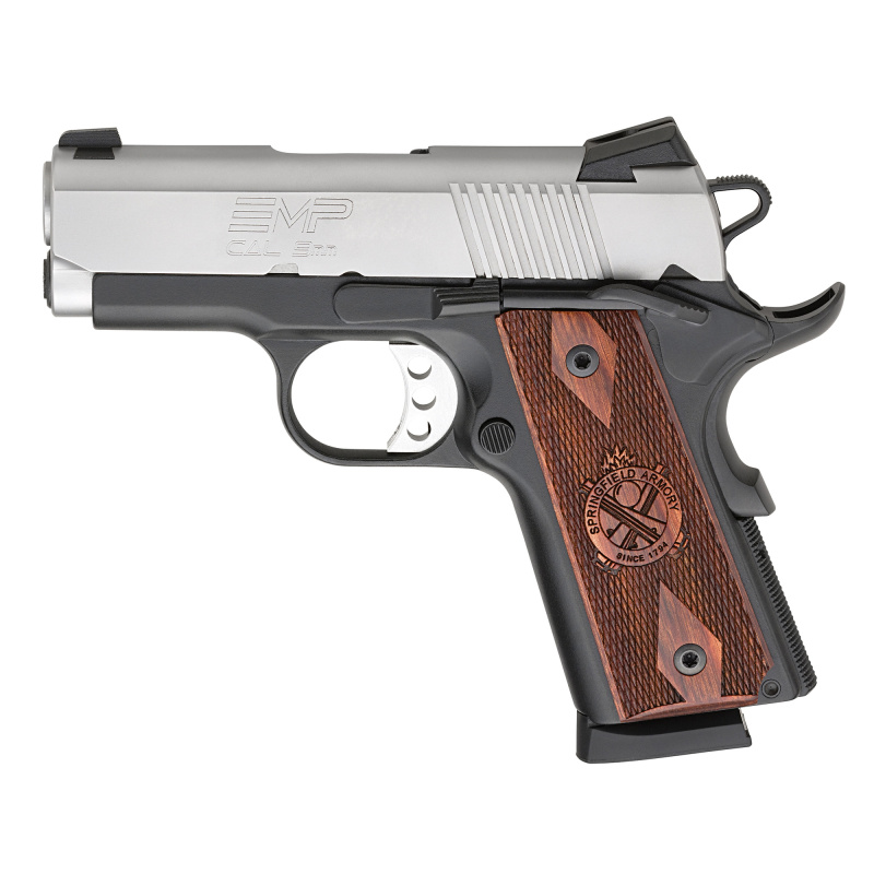 Model 1911 EMP Compact 9mm 3 Inch Stainless Steel Barrel Tritium Night Sight Stainless Steel Slide Satin Finish Aluminum Alloy Frame Cocobolo Grips 9 Round - CA Compliant