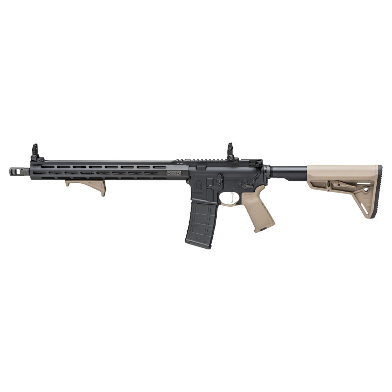 SAINT Victor, Semi-automatic, AR, 223 Remington/556NATO, 16" Barrel, 1:8 Twist, Mid-Length Gas System, Anodized Finish, Black, Flat Dark Earth Magpul Furniture, 15" M-LOK Free Float Handguard, Flip UpFront and Rear Sights, 30 Rounds, 1 Magazine STV916556