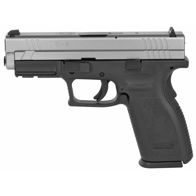 XD Pistol 9mm 4 Inch Barrel Dovetail Sights Ultra Safety Assurance Action Trigger System Stainless Steel Slide Black Polymer Frame 10 Rounds