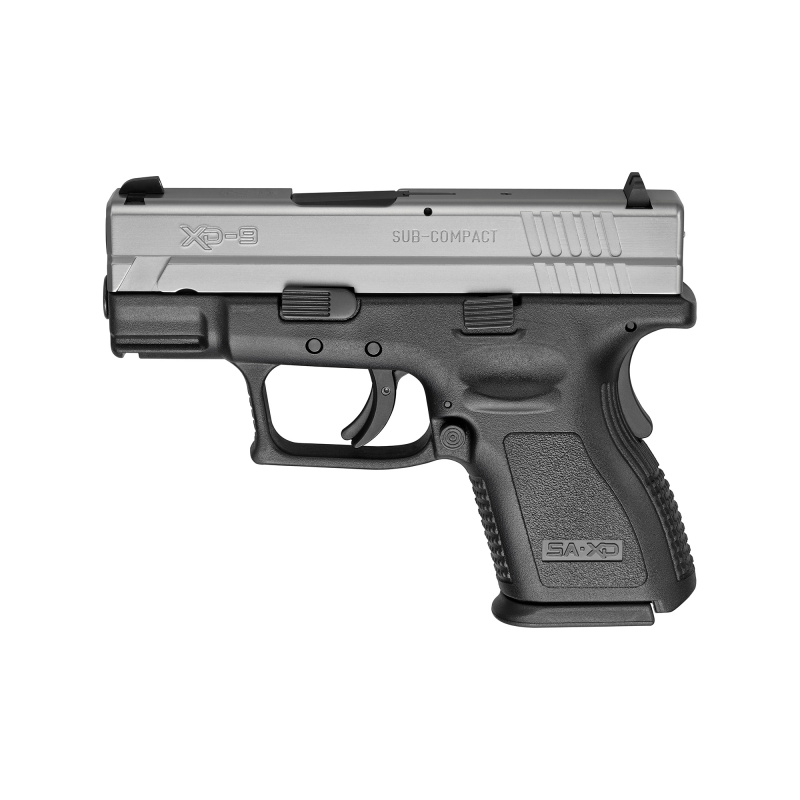 XD Sub-Compact 9mm 3 Inch Barrel Ultra Safety Assurance Trigger System Satin Stainless Steel Slide Black Polymer Frame 10 Round