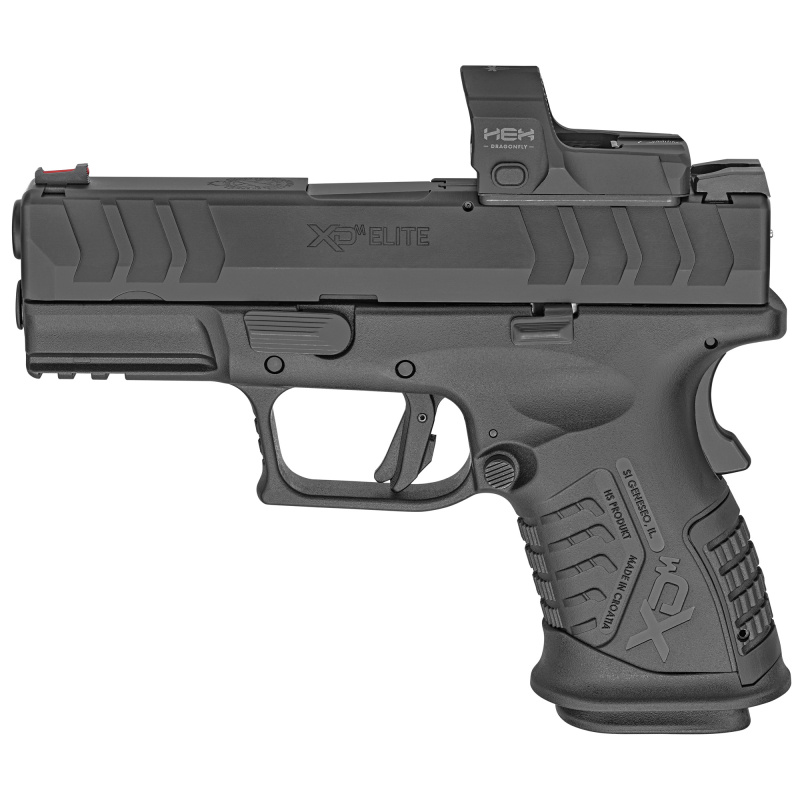 XDM Elite Compact OSP | 10MM, 3.8" Barrel, Black, Fiber Optic Front Sight and Tactical Rack U-Dot Rear Sight, 11 Rounds, 2 Magazines, Includes HEX Dragonfly Optic XDM