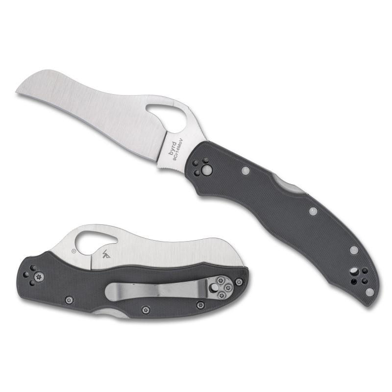 Gooney, Folding Knife, 3.46" Hawkbill/Reverse S Blade, 9Cr14MoV Blade Steel, 7.70" Overall Length, Back Lock, Satin Finish, Silver Blade, Gray G-10 Handle BY24GPGY