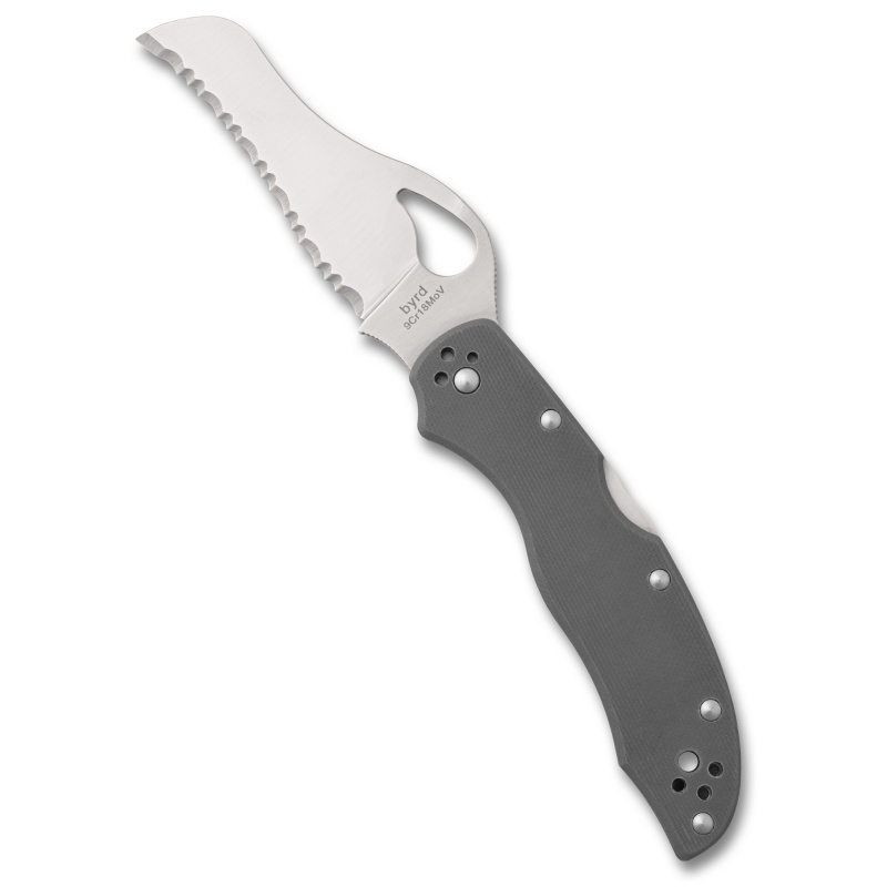 Gooney, Folding Knife, 3.44" Hawkbill/Sheepsfoot Blade, SpyderEdge, 9Cr18MoV Blade Steel, 7.71" Overall Length, Back Lock, Satin Finish, Silver Blade, Gray G-10 Handle BY24GSGY