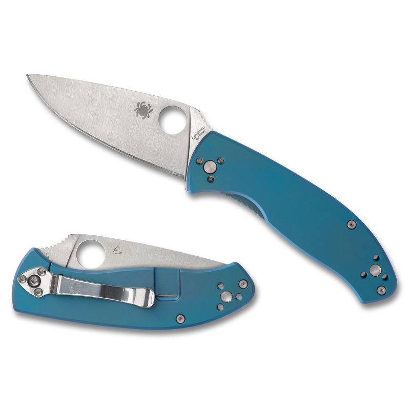 Tenacious, Folding Knife, 3.35" Drop Point Blade,  8Cr13MoV Blade Steel, 7.74" Overall Length, R.I.L. Lock, Satin Finish, Silver Blade, Blue Titanium Handle C122TIBLP