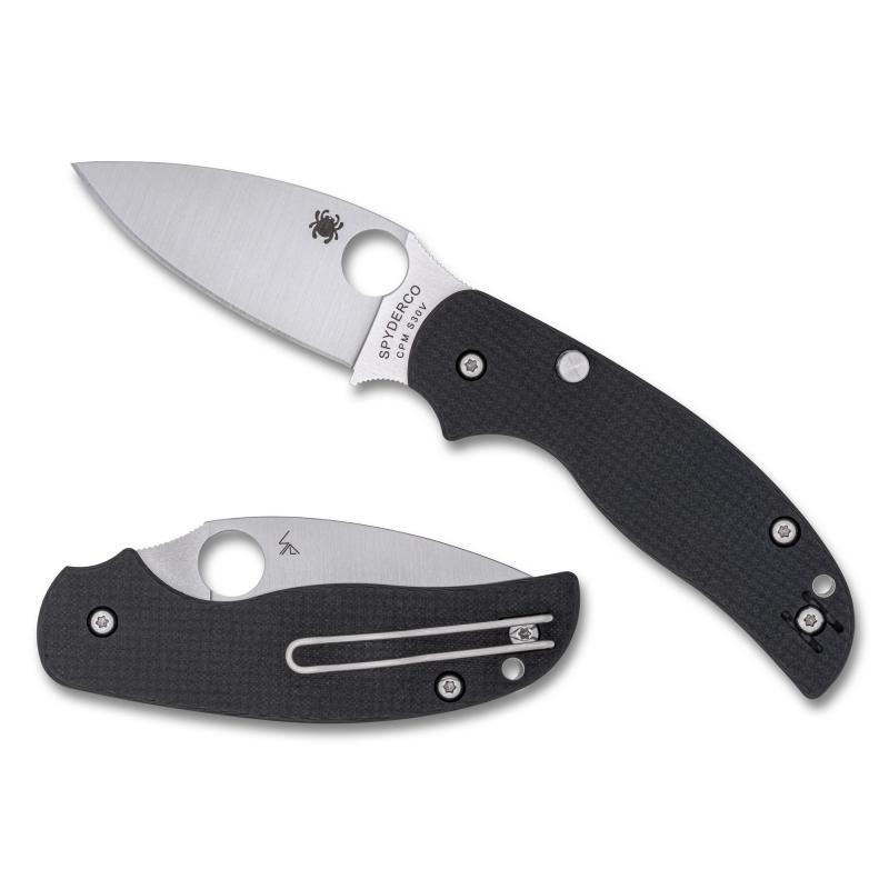 Sage 6, Folding Knife, 3" Drop Point Blade, 7.13" Overall Length, CPM S30V Blade Steel, Plain Edge, Satin Finish, Silver, Black Carbon Fiber/G-10 Laminate Handle, Button Release Compression Lock C123CFBCLP