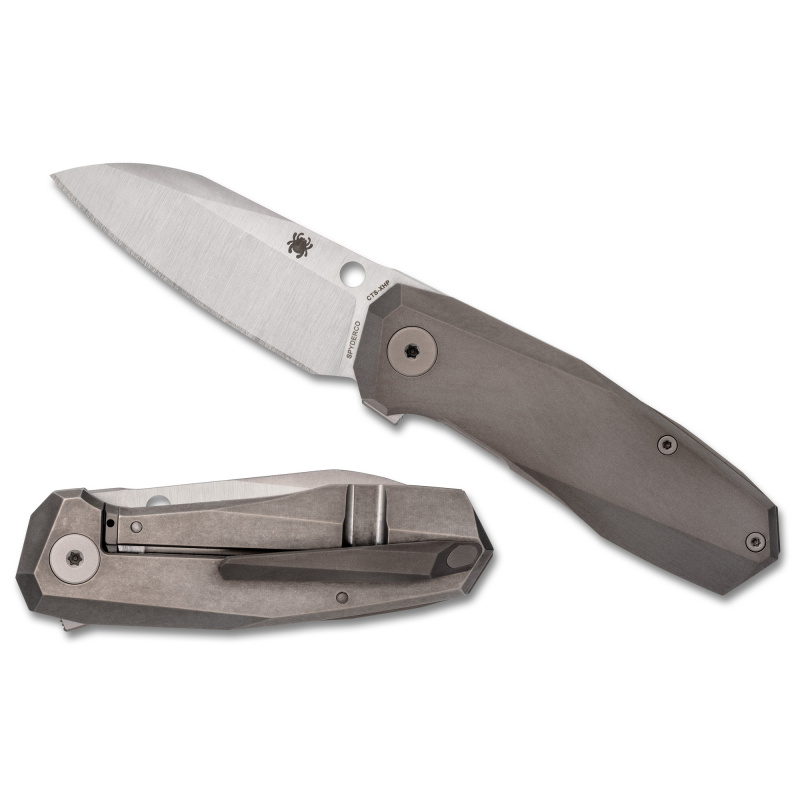 TECNHO 3, Folding Knife, 2.64" Drop Point Blade, CTS XHP Blade Steel, 6.32" Overall Length, R.I.L. Lock, Satin Finish, Silver Blade, Gray Titanium Handle C158TIP3