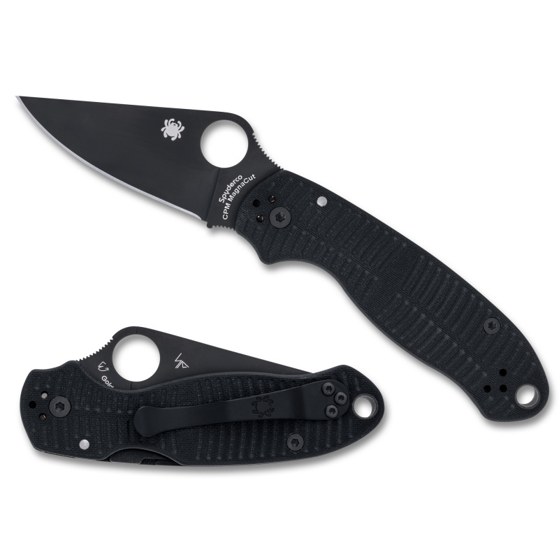 Para 3 Salt, Folding Knife, 2.93" Drop Point Blade, CPM MagnaCut Blade Steel, 7.20" Overall Length, Compression Lock, DLC Matte Finish, Black, Black G-10 Handle C223GMCBKP