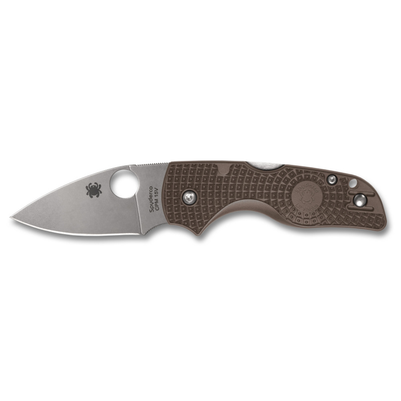 Lil Native Lightweight Sprint Run, Folding Knife, 2.42" Drop Point Blade, 5.9" Overall Length, CPM15V Blade Steel, Plain Edge, Satin Finish, Silver, Brown FRN Handle, Back Lock C230PBN15V