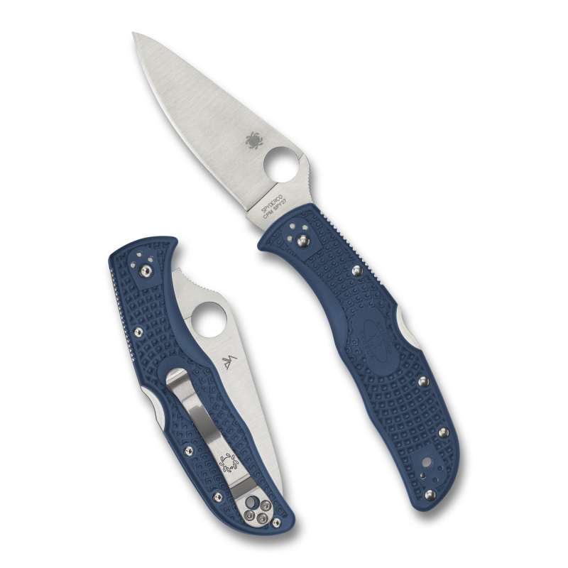 Endela Lightweight, Folding Knife, 3.41" Drop Point Blade, 8.1" Overall Length, CPM SPY27 Blade Steel, Plain Edge, Satin Finish, Silver, Blue FRN Handle, Back Lock C243PCBL