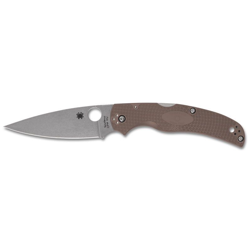 Native Chief Lightweight, Folding Knife, 4.02" Drop Point, 9.05" Overall Length, CPM15V Blade Steel, Plain Edge, Satin Finish, Silver, Brown FRN Handle, Back Lock C244PBN15V
