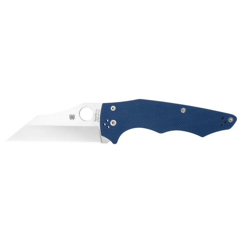YoJumbo, Folding Knife, 3.98" Wharncliffe Blade, 9.29" Overall Length, CMP SPY27 Blade Steel, Plain Edge, Satin Finish, Silver, Cobalt Blue G10 Grip, Compression Lock C253GPCBL