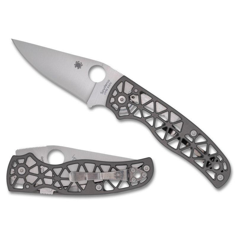 Edgerati, Folding Knife, 3.57" Clip Point Blade, 8.22" Overall Length, CPM-S30V Blade Steel, Plain Edge, Satin Finish, Silver, Gray Aluminum Handle, Compression Lock C266ALP