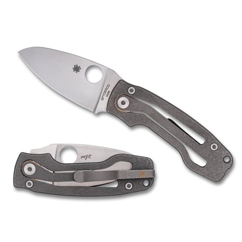 PITS 2 SLIPIT, Folding Knife, 2.74" Drop Point Blade, 6.45" Overall Length, M398 Blade Steel, Plain Edge, Satin Finish, Silver, Gray Titanium Handle, Slipit Lock C269TIP