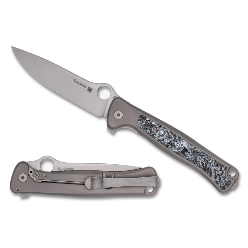 Slym, Folding Knife, 3.42" Drop Point Blade, 7.84" Overall Length, M390 Blade Steel, Plain Edge, Stonewash Finish, Silver, Gray Titanium Handle, Reeve Integral Lock C271TIP