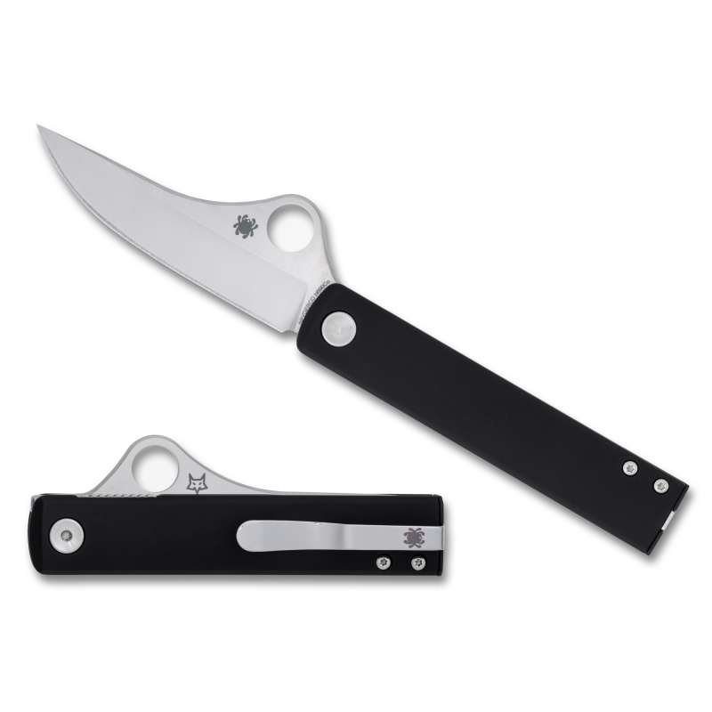 Essenza, Folding Knife, 3.19" Straight Back Blade, 7.23" Overall Length, N690Co Blade Steel, Plain Edge, Satin Finish, Silver, Black Aluminum Handle, Liner Lock C272ALBKP
