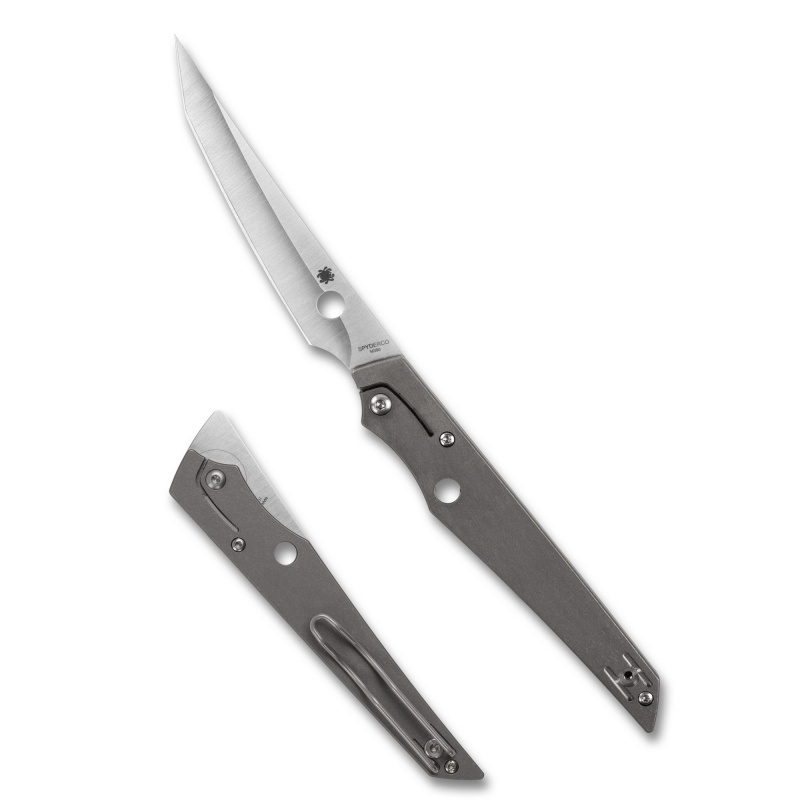 Cobol, Folding Knife, 3.63" Tanto Blade, 8.25" Overall Length, Bohler M390 Blade Steel, Plain Edge, Satin Finish, Silver, Gray Titanium Handle, Slipit Lock C273TIP