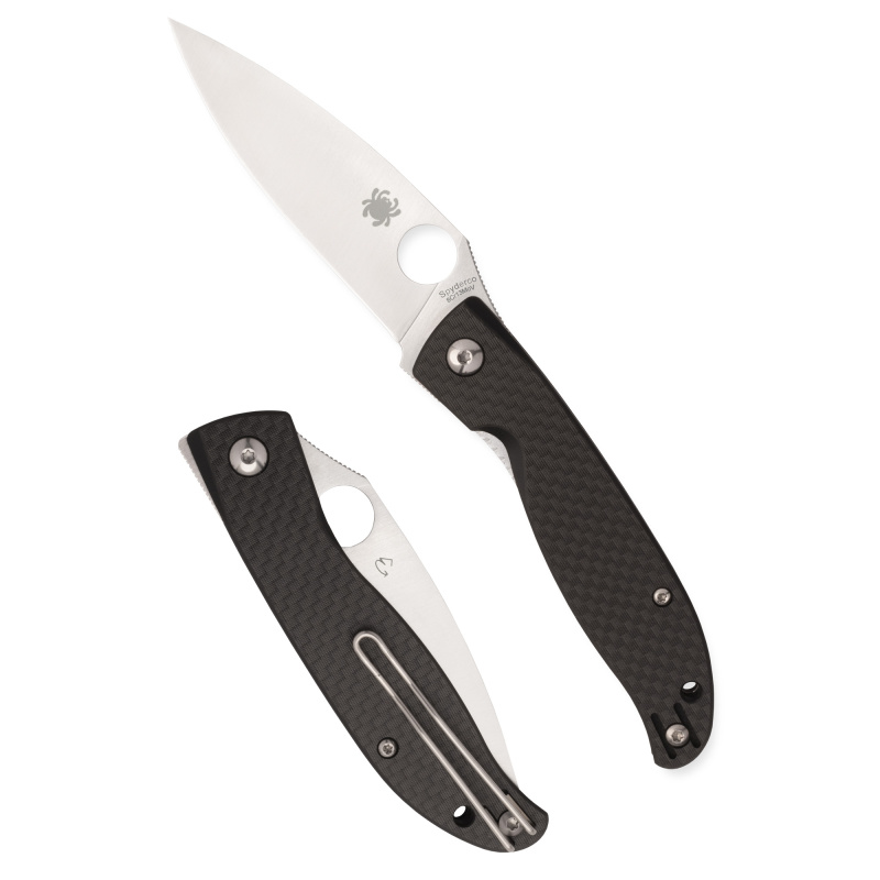 Mantra 4 Carbon Fiber, Folding Knife, 3.34" Drop Point Blade, 7.5" Overall Length, 8Cr13MoV Blade Steel, Plain Edge, Satin Finish, Silver, Black Carbon Fiber Handle, Liner Lock C274CFP