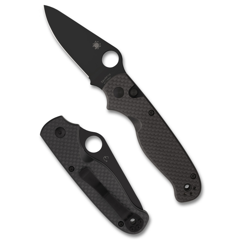 ButtonUp Carbon Fiber, Folding Knife, 3.27" Clip Point Blade, 7.5" Overall Length, 8Cr13MoV Blade Steel, Plain Edge, Black Oxide Finish, Black Carbon Fiber Handle, Button Lock C275CFPBK