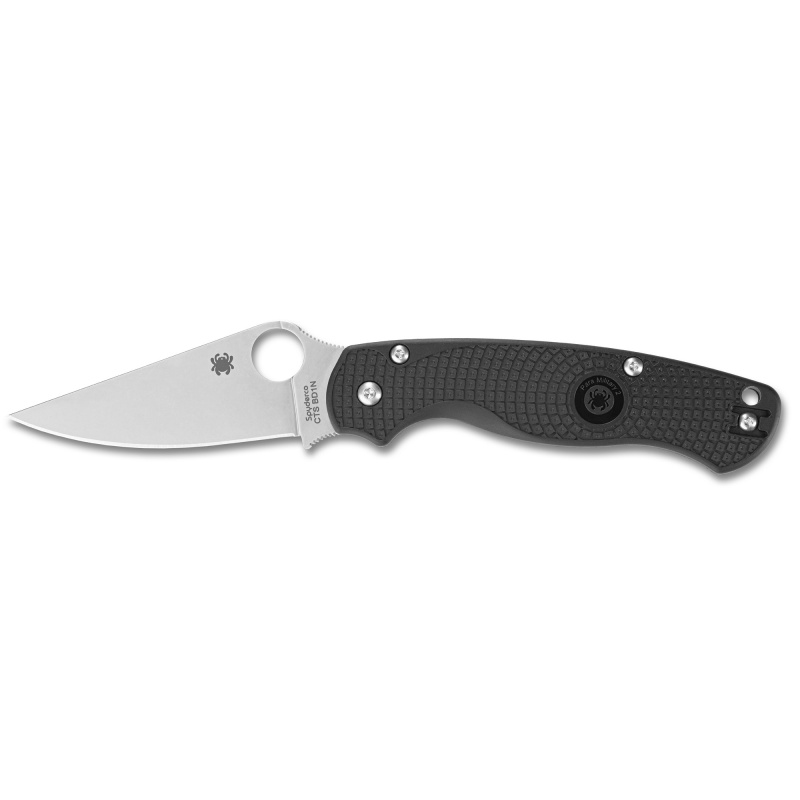 Para Military 2 Lightweight, Folding Knife, 3.47" Clip Point Blade, 8.29" Overall Length, CTS BD1N Blade Steel, Plain Edge, Satin Finish, Silver, Black FRN Handle, Compression Lock C81PBK2