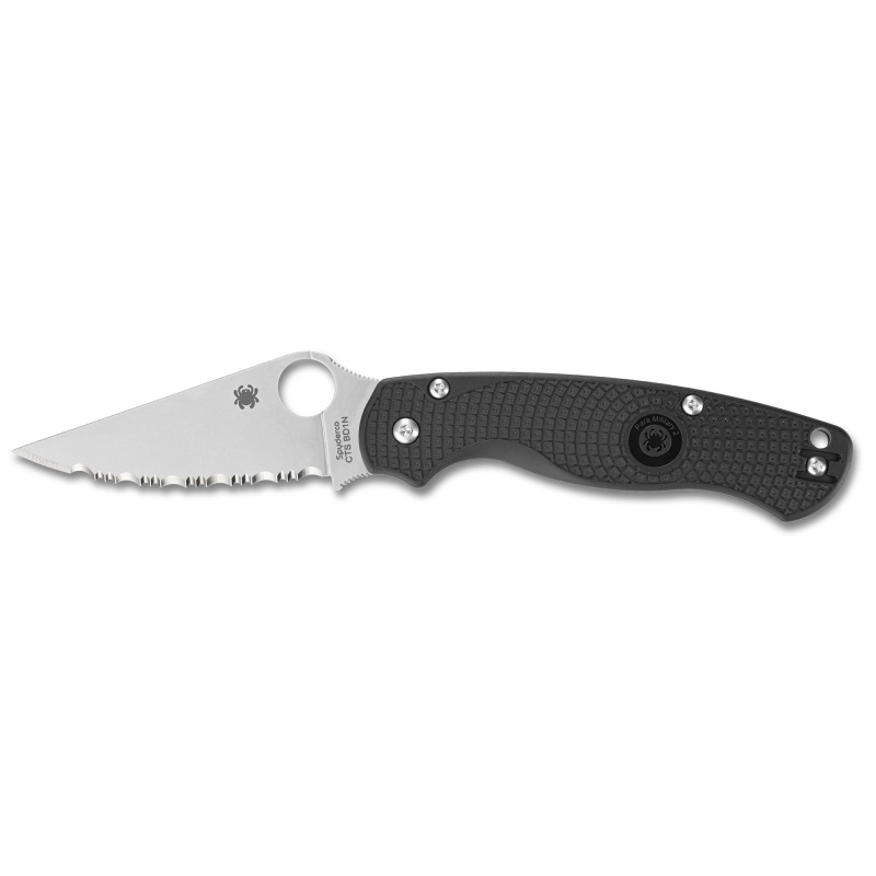 Para Military 2 Lightweight, Folding Knife, 3.47" Clip Point Blade, 8.29" Overall Length, CTS BD1N Blade Steel, SpyderEdge, Satin Finish, Silver, Black FRN Handle, Compression Lock C81SBK2