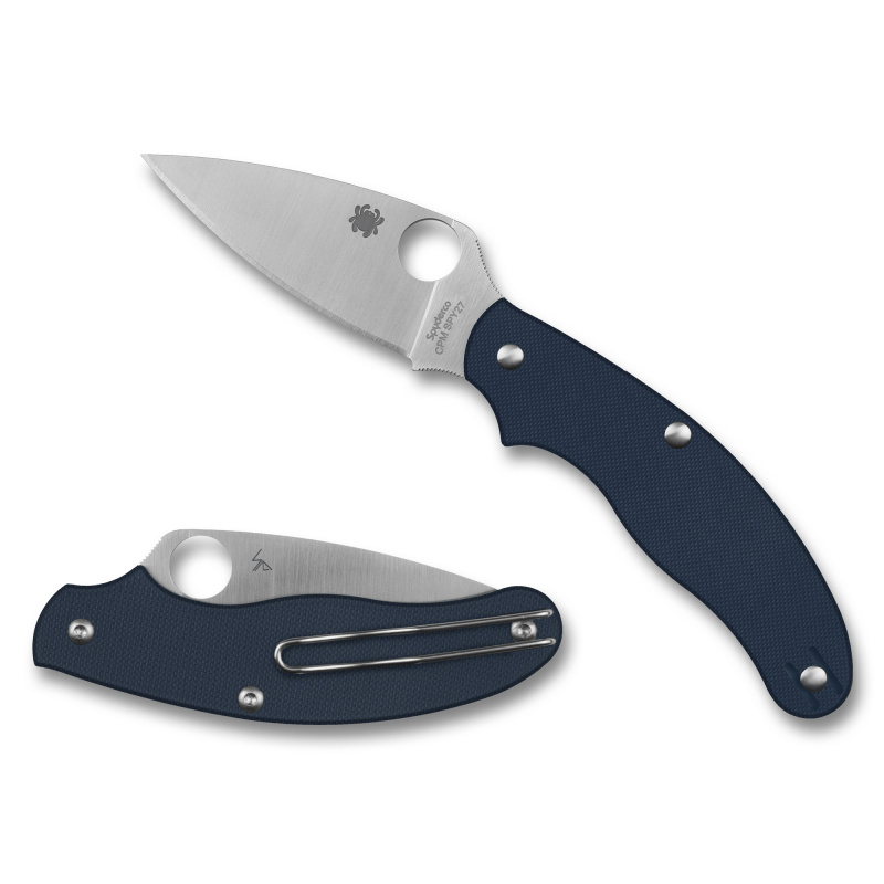 UK PENKNIFE, Folding Knife, 2.95" Drop Point Blade, CPM SPY27 Blade Steel, 6.89" Overall Length, SlipIt Lock, Satin Finish, Silver Blade, Blue G-10 Handle C94GPCBL